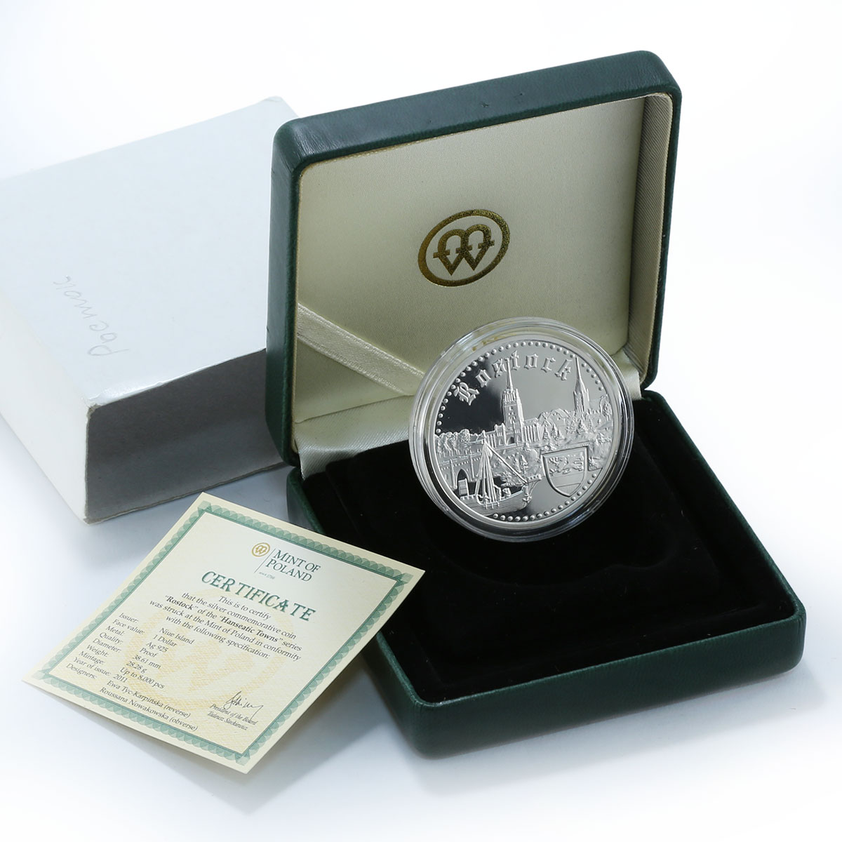 Niue 1 dollar Hanseatic Towns Rostok silver proof coin 2010