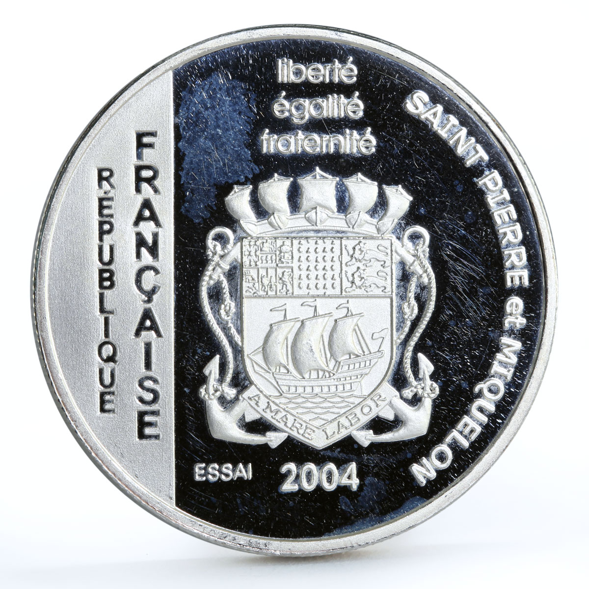France 1 1/2 euro La Corvette Mimosa Ship proof silver coin 2004
