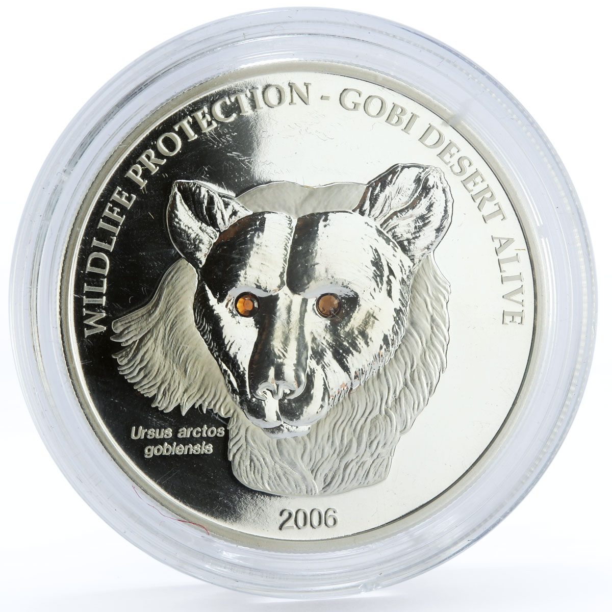 Mongolia 500 togrog Wildlife Protection series Gobi Bear proof silver coin 2006