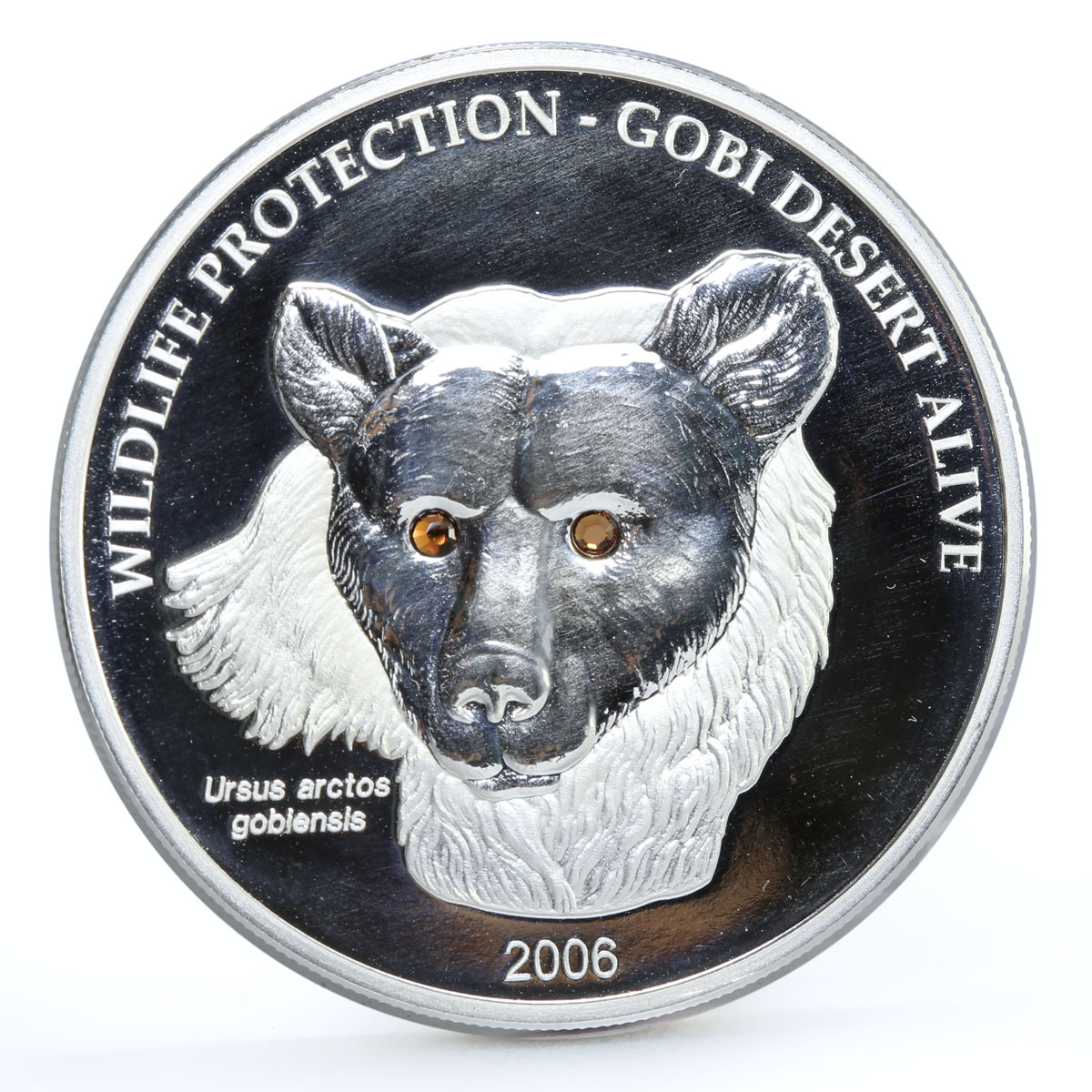 Mongolia 500 togrog Wildlife Protection series Gobi Bear proof silver coin 2006