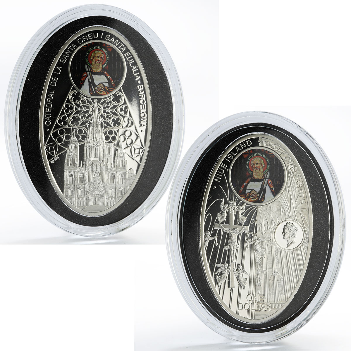 Niue 1 dollar set of 8 coins Faith Gothic Cathedrals Churches silver 2010 - 2011