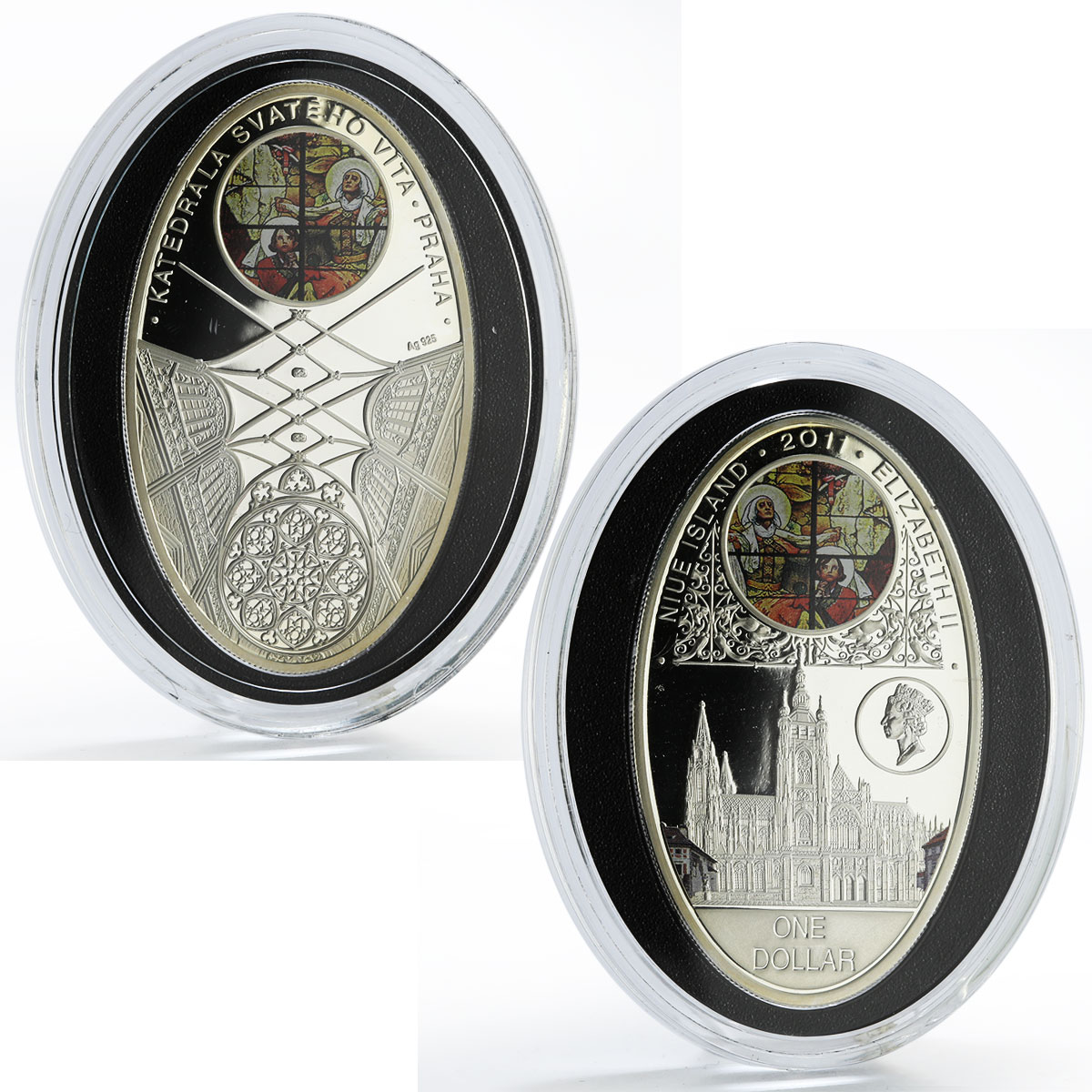 Niue 1 dollar set of 8 coins Faith Gothic Cathedrals Churches silver 2010 - 2011