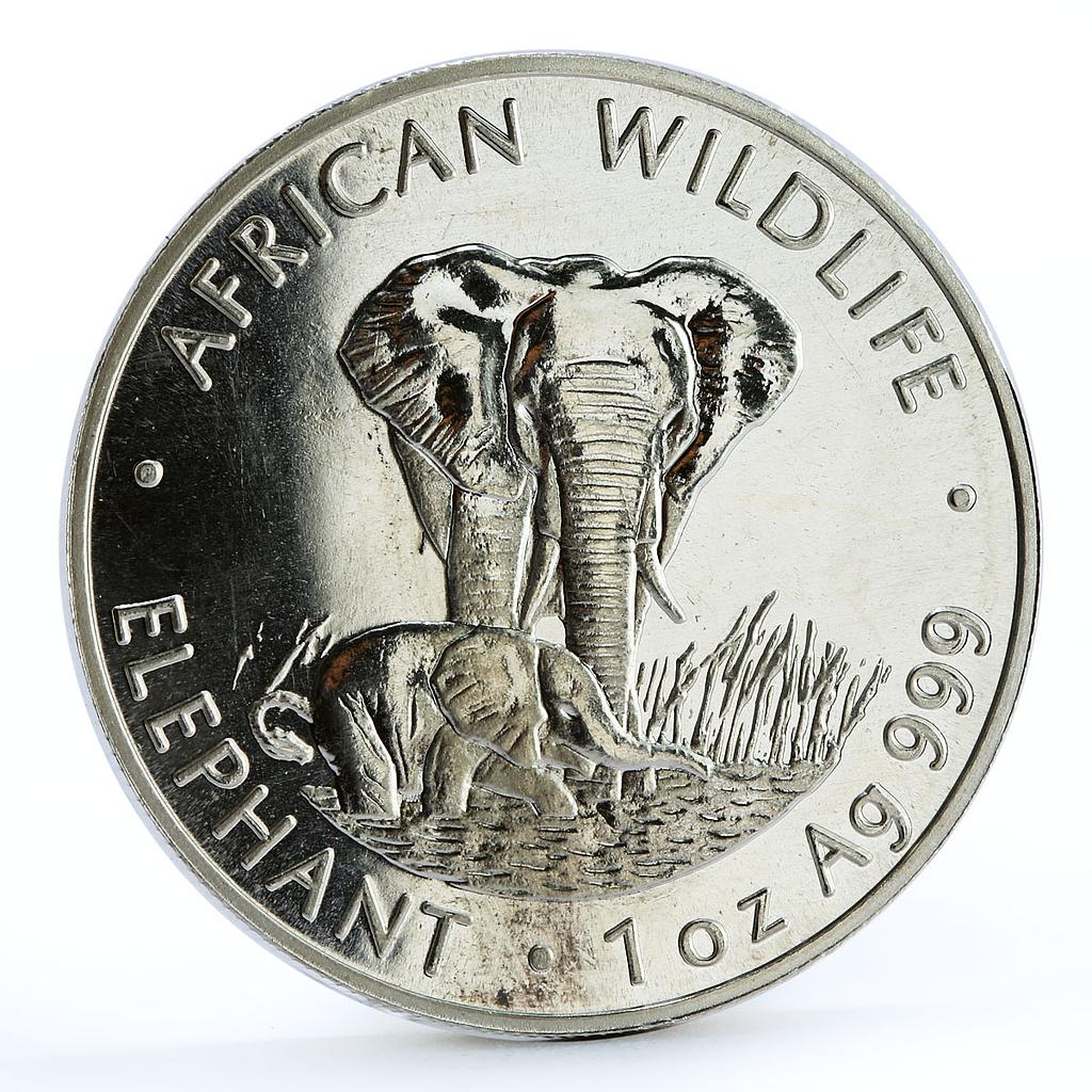 Zambia 5000 kwacha African Wildlife series Elephant silver coin 1999