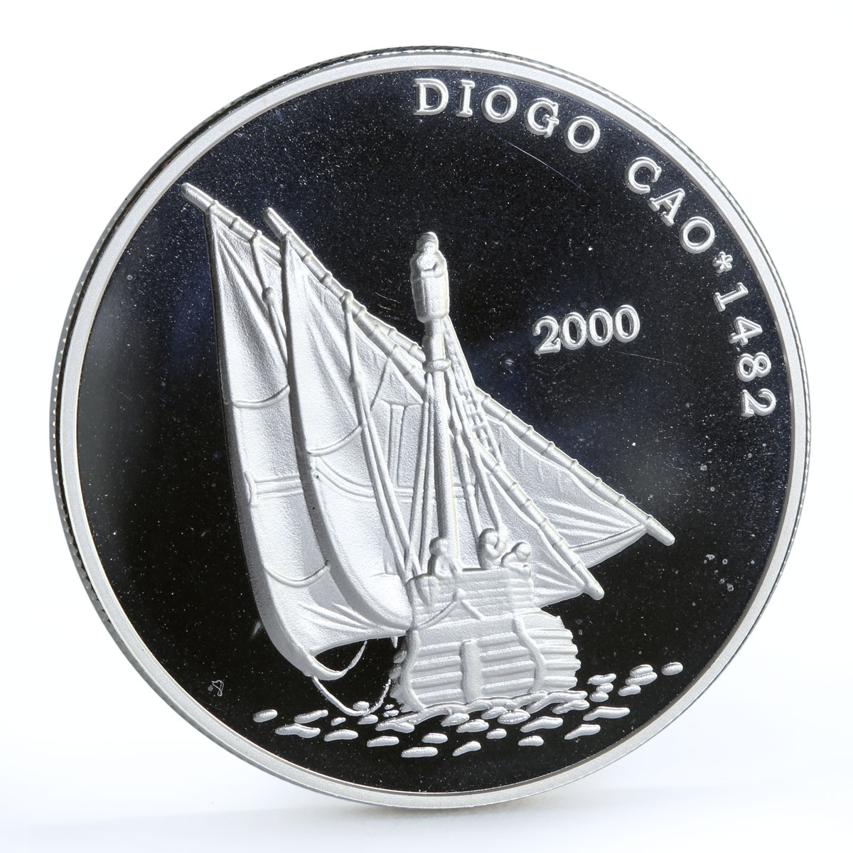 Congo 10 francs Seafaring Portuguese Ship Dio Cao Clipper proof silver coin 2000