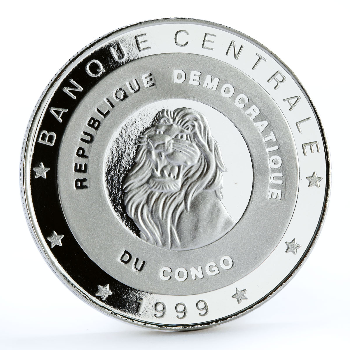 Congo 10 francs Explorer of Africa David Livingstone silver coin 1999