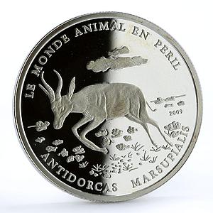 Ivory Coast 1000 francs Peril Wildlife Antidorcas Marsupialis silver coin 2009