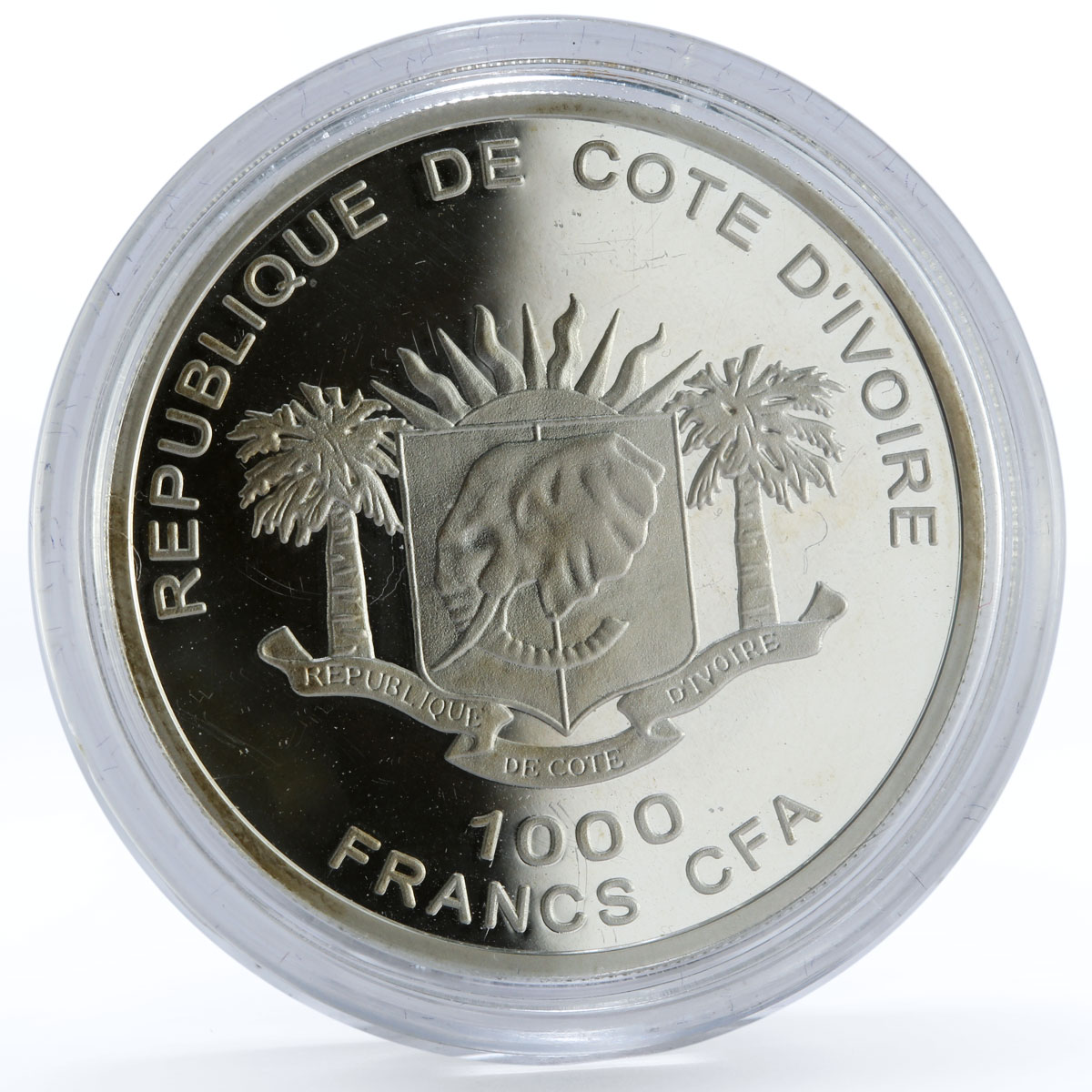 Ivory Coast 1000 francs Peril Wildlife Antidorcas Marsupialis silver coin 2009