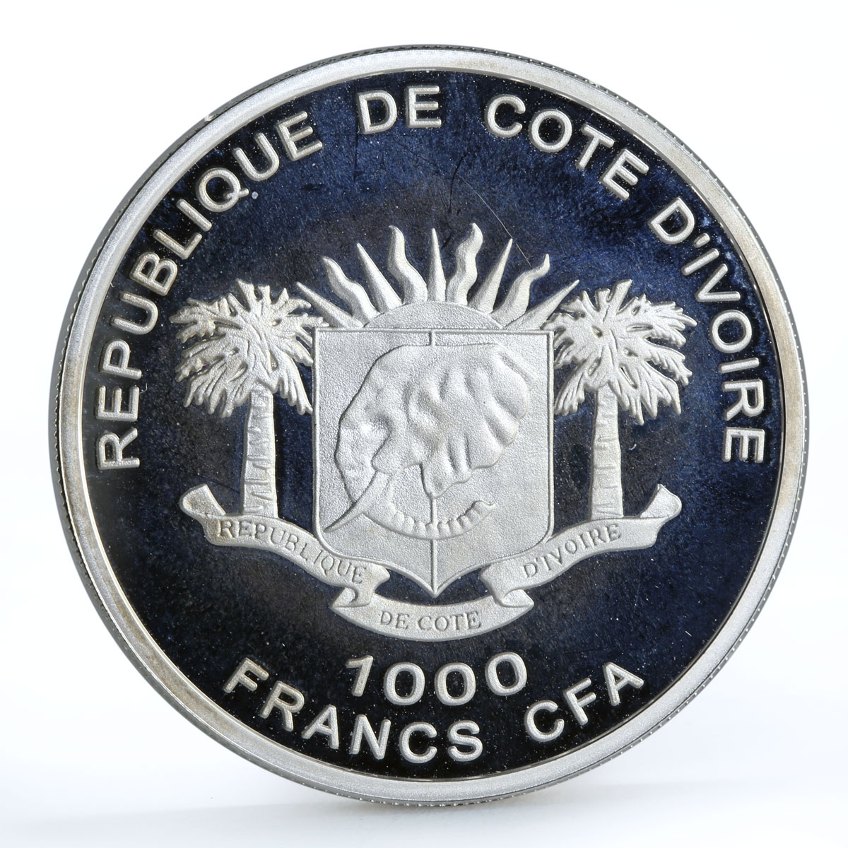 Ivory Coast 1000 francs Peril Wildlife Antidorcas Marsupialis silver coin 2009