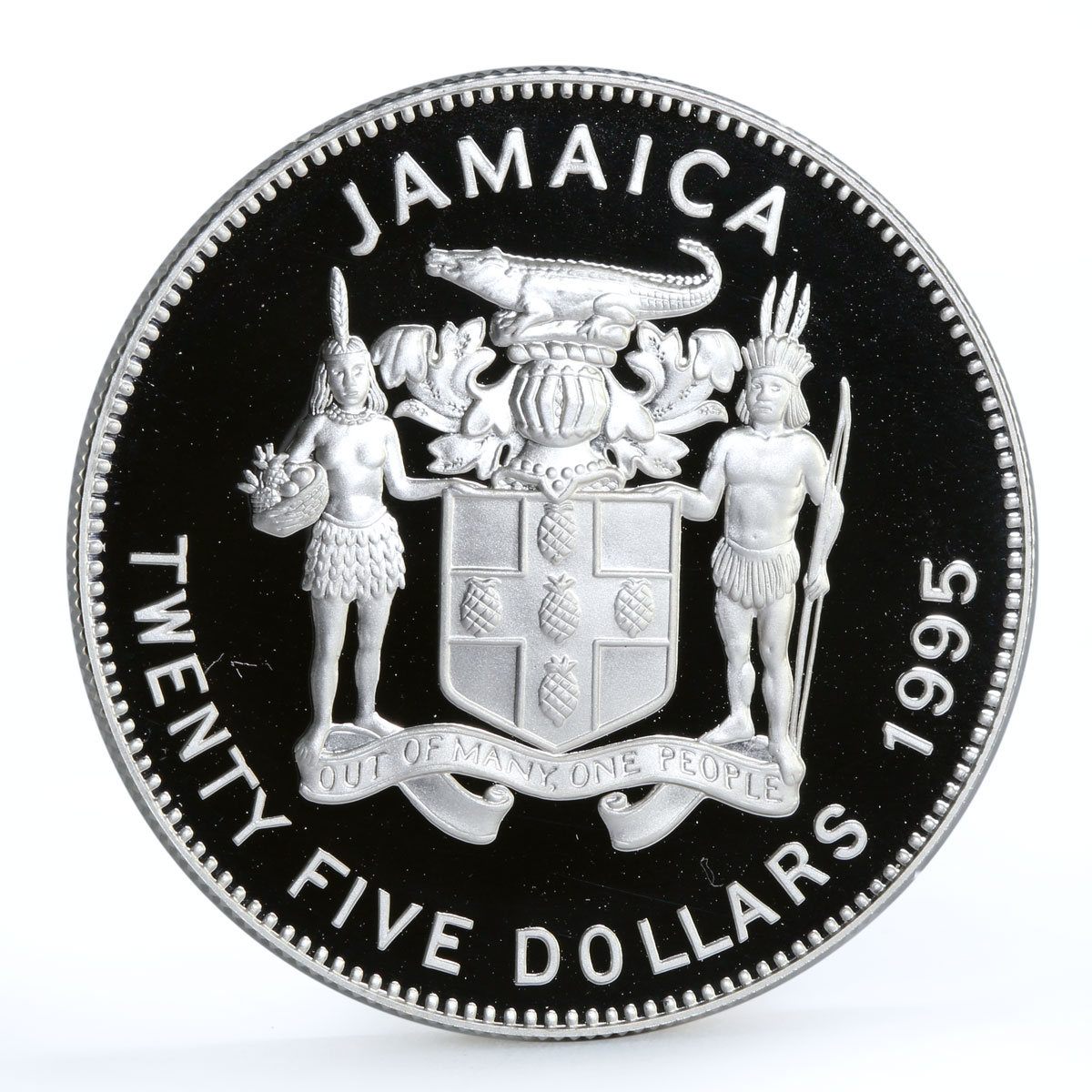 Jamaica 25 dollars Danish Nobleman Tycho Brahe proof silver coin 1995