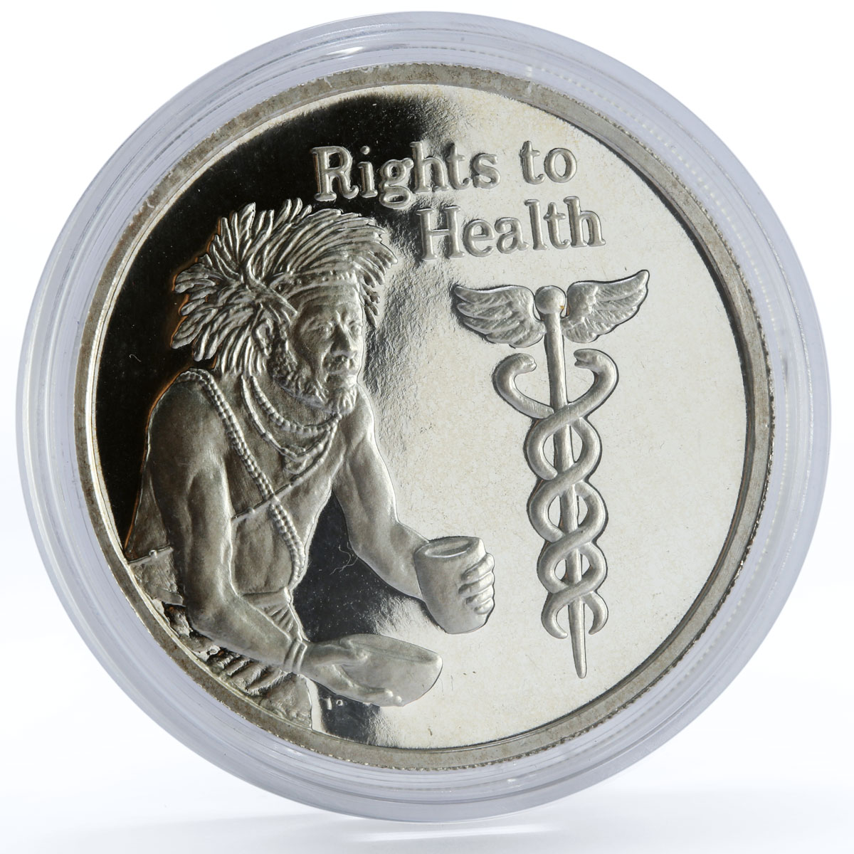 Zambia 500 kwacha Rights To Health Shaman proof silver coin 1994