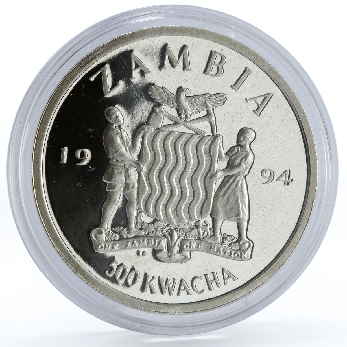Zambia 500 kwacha Rights To Health Shaman proof silver coin 1994