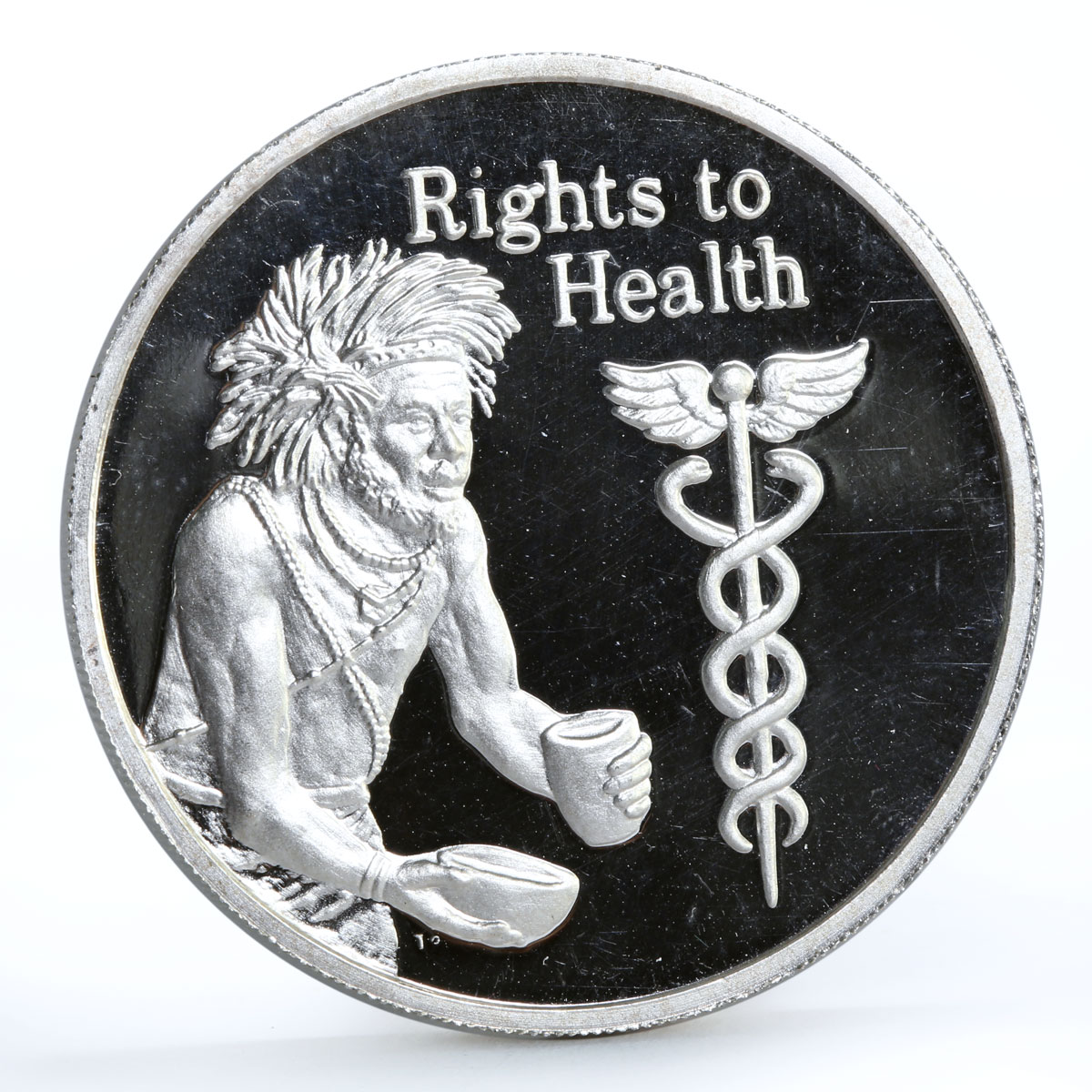 Zambia 500 kwacha Rights To Health Shaman proof silver coin 1994