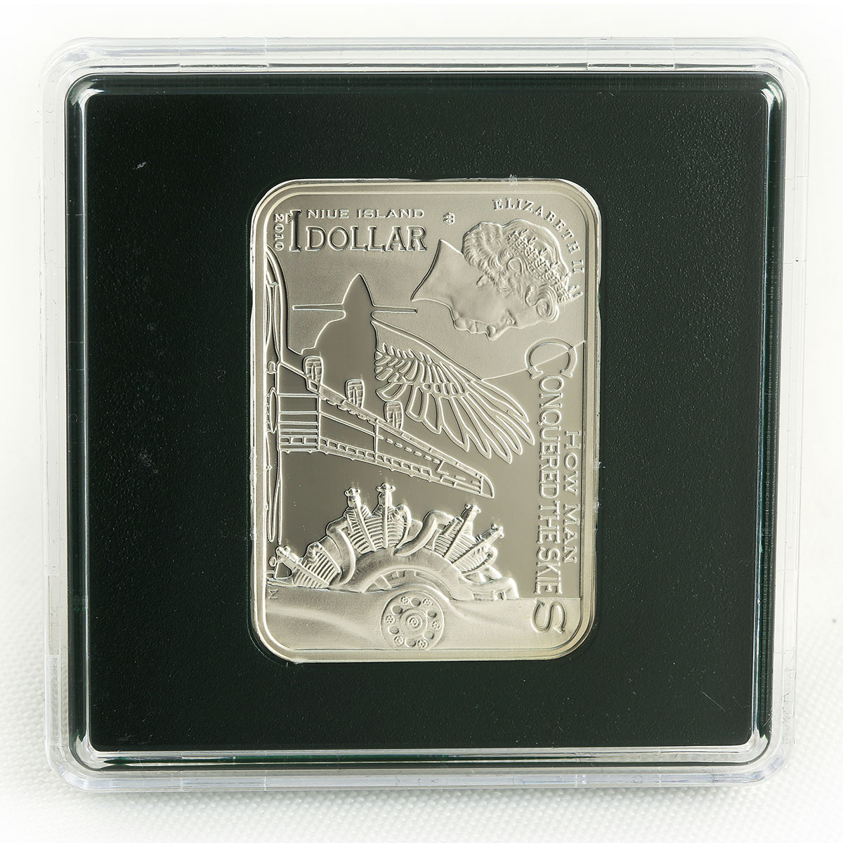 Niue 1 dollar How Man Conquered the Skies silver rectangular coin 2010