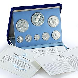 Belize set of 8 coins Belizian Birds Fauna proof silver coins 1982