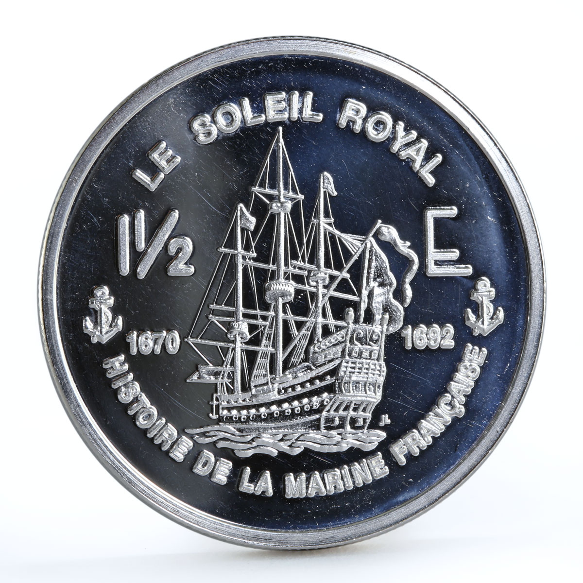 France 1 1/2 euro Le Soleil Royal Ship Clipper proof silver coin 2004