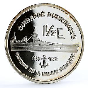 France 1 1/2 euro Cuirasse Dunkerque Ship proof silver coin 2004