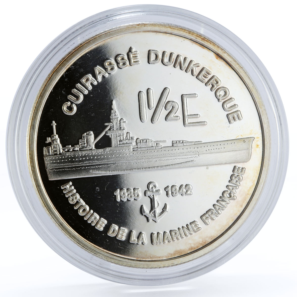 France 1 1/2 euro Cuirasse Dunkerque Ship proof silver coin 2004