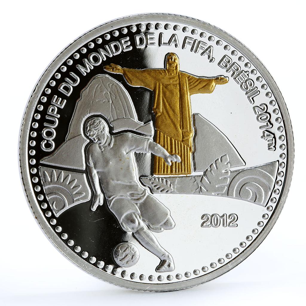 Togo 1000 francs Football World Cup in Brazil Statue of Jesus silver coin 2012