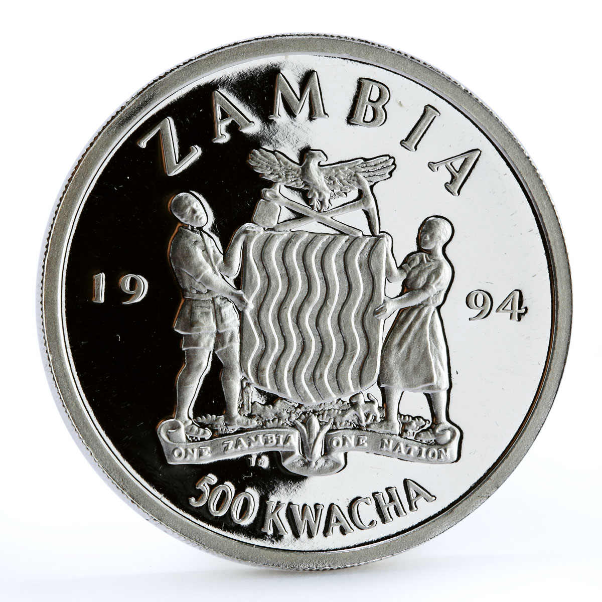 Zambia 500 kwacha Women's Rights proof silver coin 1994