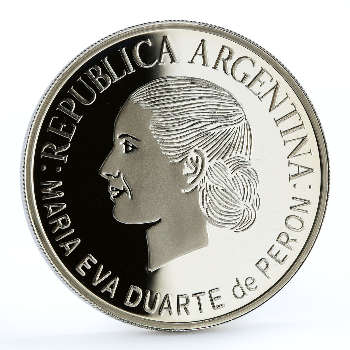 Argentina 1 peso First Lady Eva Duarte People Manifestation silver coin 2002