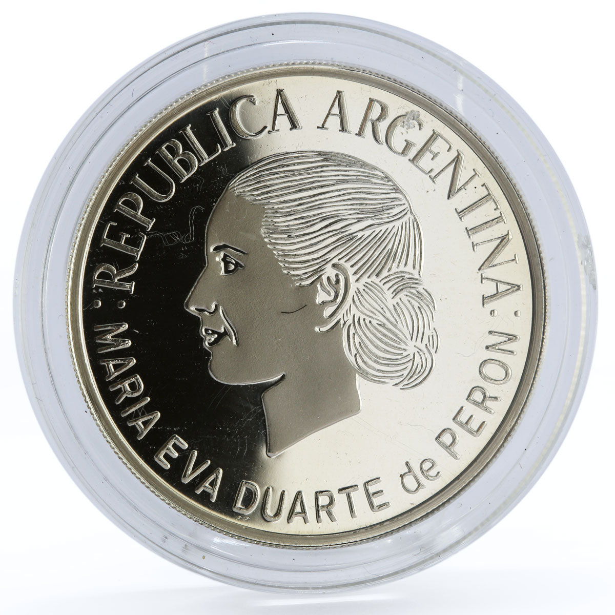 Argentina 1 peso First Lady Eva Duarte People Manifestation silver coin 2002