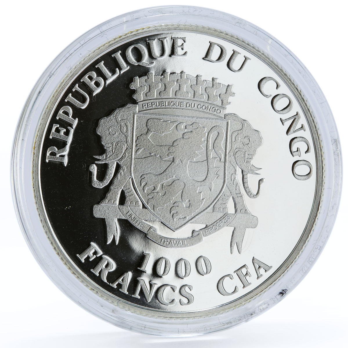 Congo 1000 francs Year of the Goat Lucky Goat colored silver coin 2015