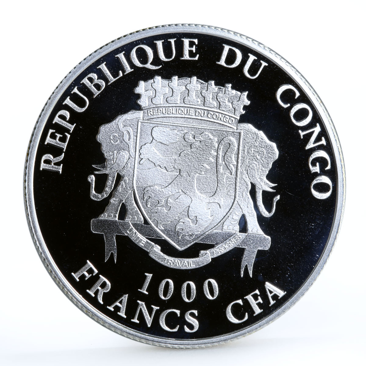 Congo 1000 francs Year of the Goat Lucky Goat colored silver coin 2015