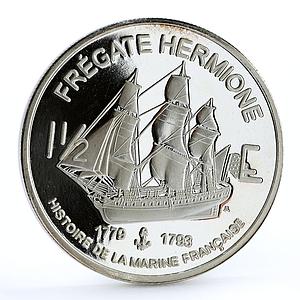 France 1 1/2 euro Fregate Hermione Ship Clipper proof silver coin 2004