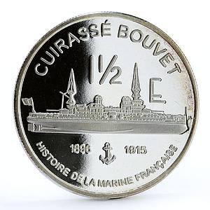 France 1 1/2 euro Cuirasse Bouvet Ship Steamer proof silver coin 2004
