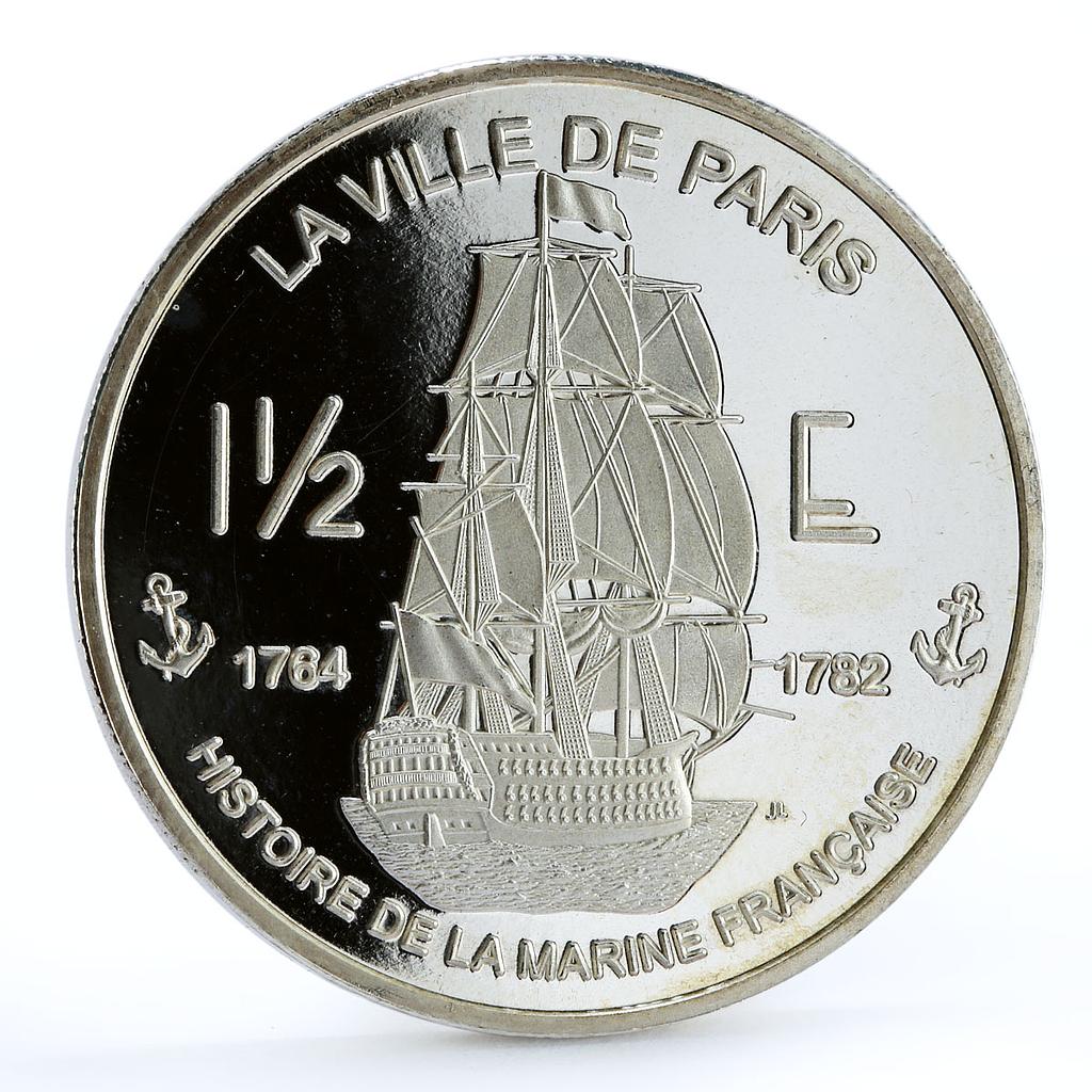 France 1 1/2 euro La Ville de Paris Ship Clipper proof silver coin 2004