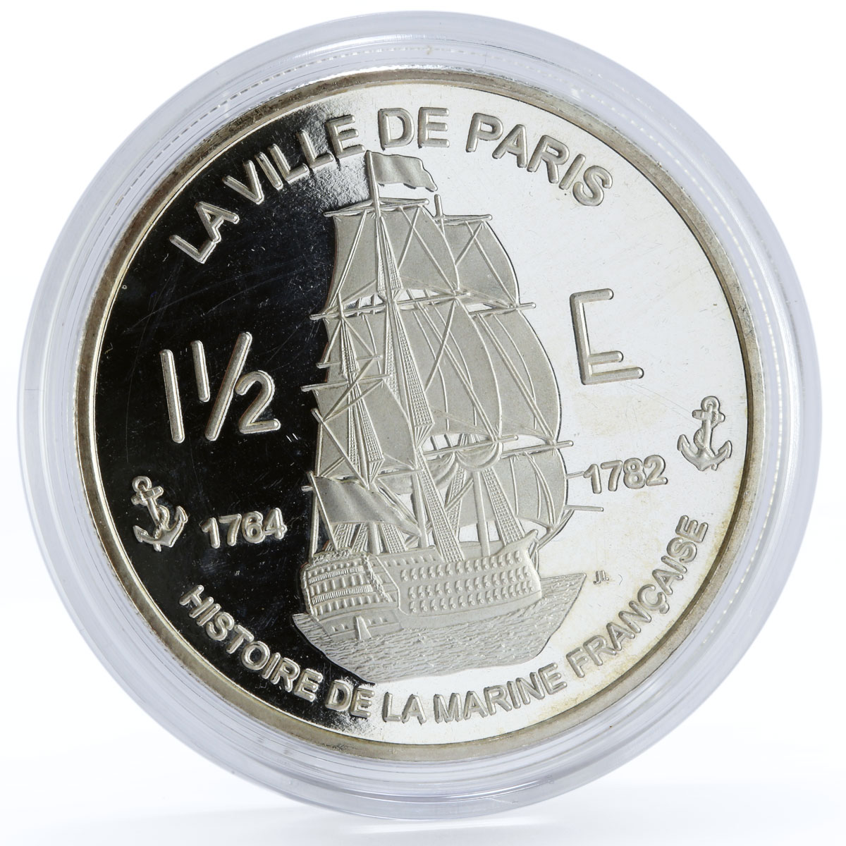 France 1 1/2 euro La Ville de Paris Ship Clipper proof silver coin 2004