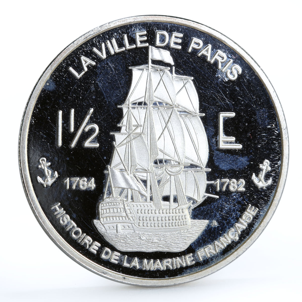 France 1 1/2 euro La Ville de Paris Ship Clipper proof silver coin 2004