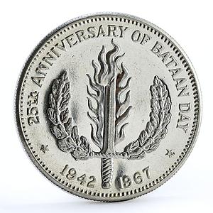 Philippines 1 peso 25th Anniversary of Bataan Day silver coin 1967
