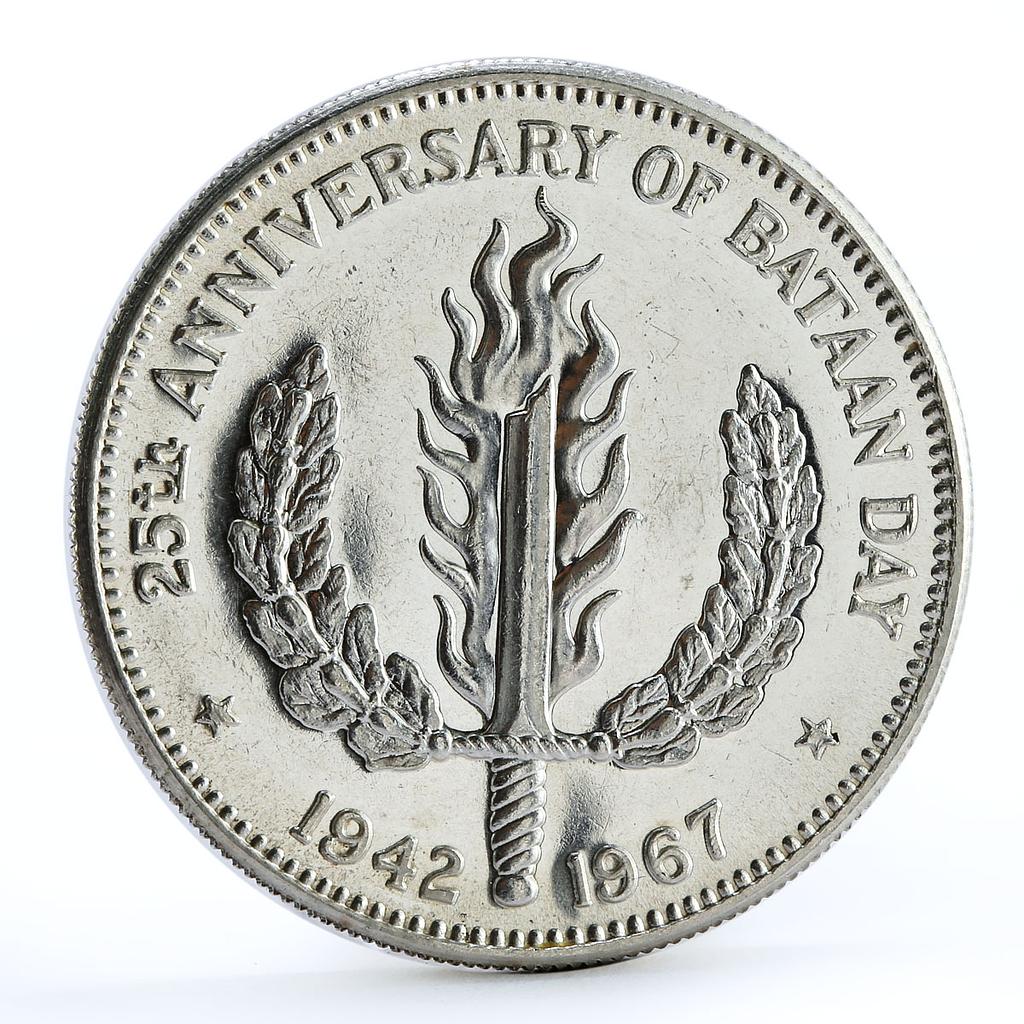 Philippines 1 peso 25th Anniversary of Bataan Day silver coin 1967