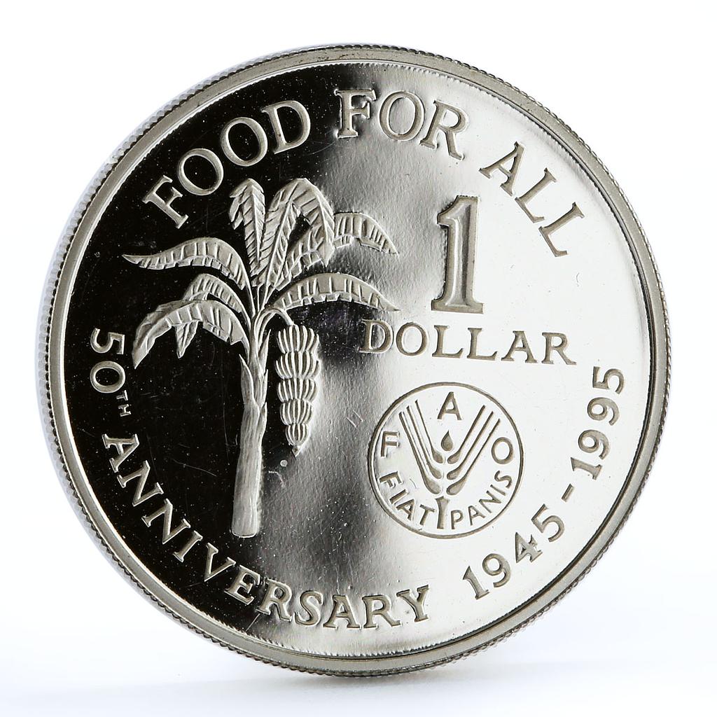 Trinidad and Tobago 1 dollar 50th Anniversary of FAO Banana silver coin 1995