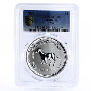Australia 1 dollar Lunar Calendar I Year of the Horse MS70 PCGS silver coin 2002