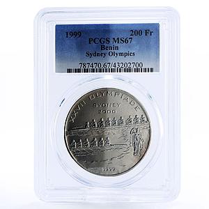 Benin 200 francs Sydney Olympic Games series Rowing MS67 PCGS CuNi coin 1999
