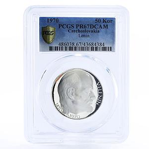 Czechoslovakia 50 korun Revolutionary Vladimir Lenin PR67 PCGS silver coin 1970