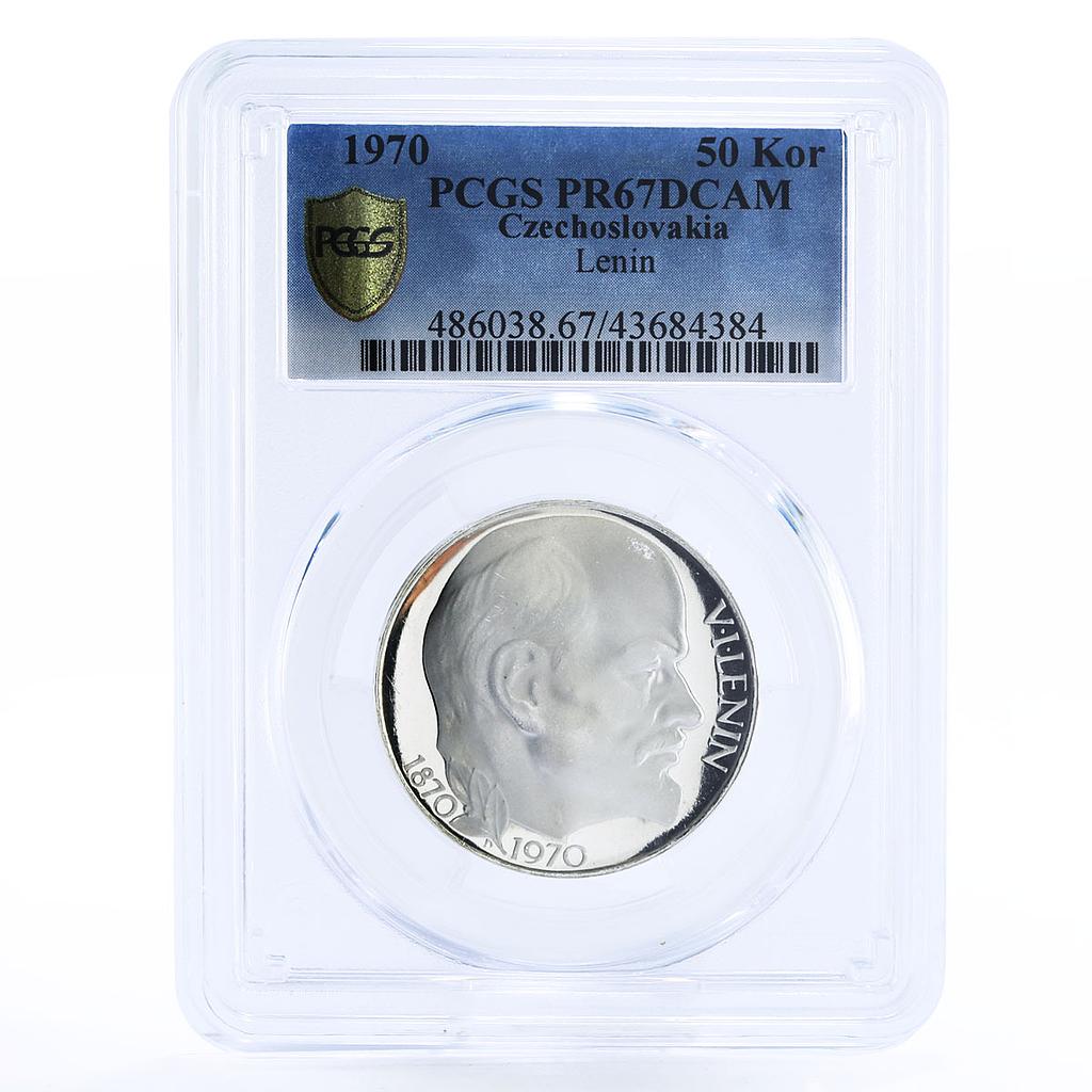 Czechoslovakia 50 korun Revolutionary Vladimir Lenin PR67 PCGS silver coin 1970