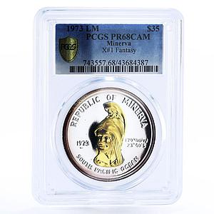 Minerva 35 dollars X1 Fantasy Torch Helmeted Woman PR68 PCGS silver coin 1973
