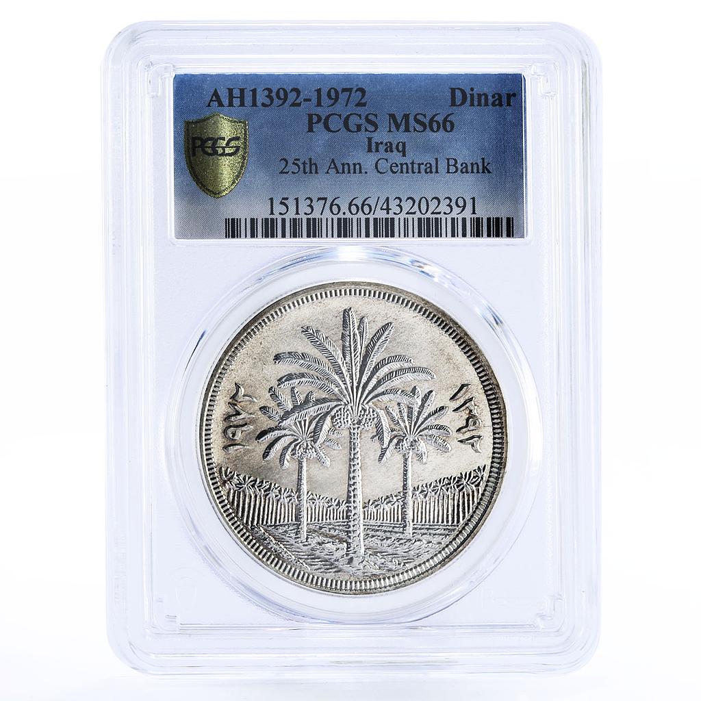 Iraq 1 dinar 25th Anniversary of Central Bank MS66 PCGS silver coin 1972