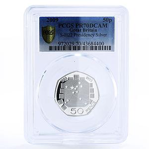 Britain 50 pence Presidency of European Council PR70 PCGS silver coin 2009