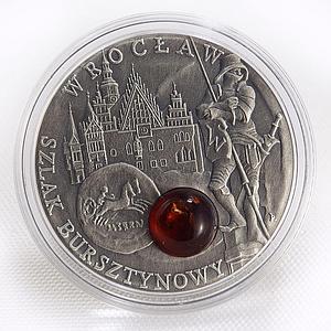 Niue 1 dollar Wroclaw Amber Route series Poland silver coin 2009