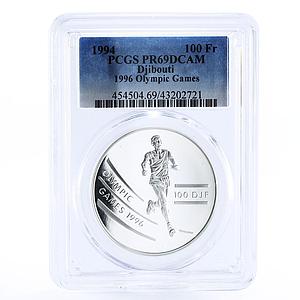 Djibouti 100 francs Atlanta Olympic Games Runner PR69 PCGS silver coin 1994