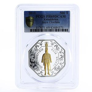 Kazakhstan 500 tenge Heritage of Issyk Chieftain PR69 PCGS silver coin 2011