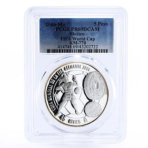 Mexico 5 pesos Football World Cup in Germany PR69 PCGS proof silver coin 2006