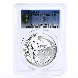 Russia 3 rubles Space Conquest The First Satellite PR69 PCGS silver coin 2007