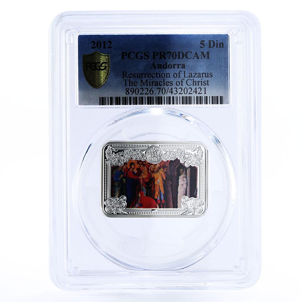 Andorra 5 diners Jesus Miracles Lazarus Ressurection PR70 PCGS silver coin 2012
