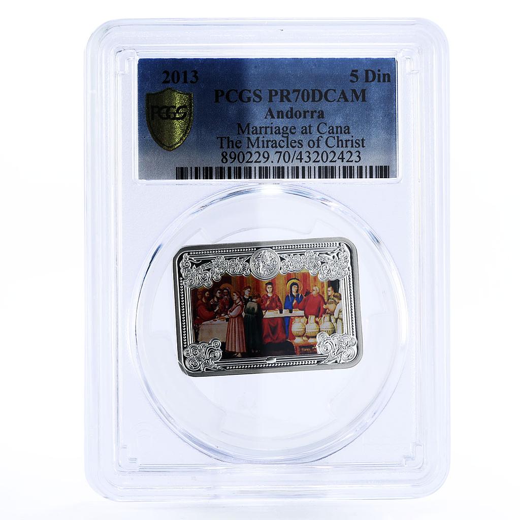Andorra 5 diners Jesus Miracles Marriage at Cana Art PR70 PCGS silver coin 2013
