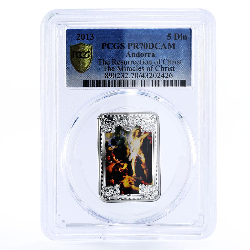 Andorra 5 diners Jesus Miracles Ressurection Art PR70 PCGS silver coin 2013